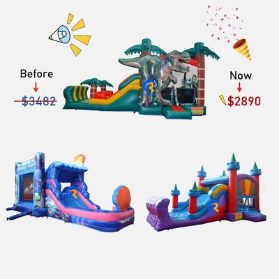 실내 야외 엔터테인먼트 물 슬라이드와 함께 상업용 부풀이 PVC 튀는 집