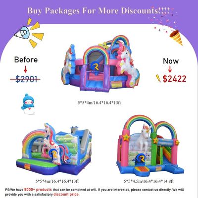 어린이 놀이터 PVC 비닐 텐플린을 사용하여 슬라이드와 함께 부풀 수 있는 붐스 하우스
