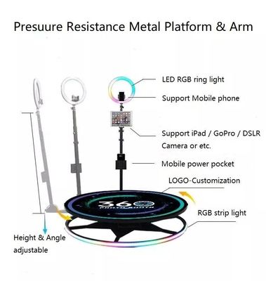 360 비디오 사진 상자 자동 Led 마법 거울 아이패드 360 사진 상자 기계 115cm