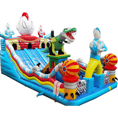 유니섹스 어린이 펌프식 Fun City 디노 테마 파티 이벤트용 붐하우스 슬라이드