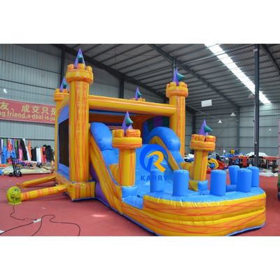 23 x 13ft 크로스오버 빌딩 블록 슬라이드 PVC 노란색 성과 함께 부풀이 스파운드 하우스