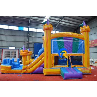 23 x 13ft 크로스오버 빌딩 블록 슬라이드 PVC 노란색 성과 함께 부풀이 스파운드 하우스