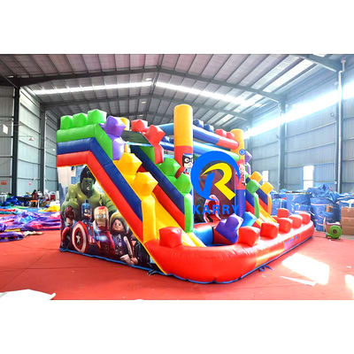 PVC 23ft 크로스오버 빌딩 블록 캐슬 슬라이드 및 블로어와 함께 부풀이 불기 집