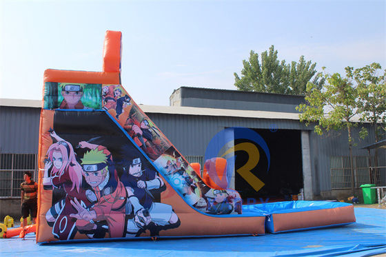 상업용 PVC 붓기장비 열혈 애니메이션 캐릭터 수영장과 함께 물 슬라이드