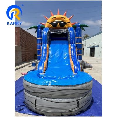 해상 운송 PVC 팜 트리 튀는 성 슬라이드 콤보 슬라이드와 함께 부풀이 가능한 튀는 집