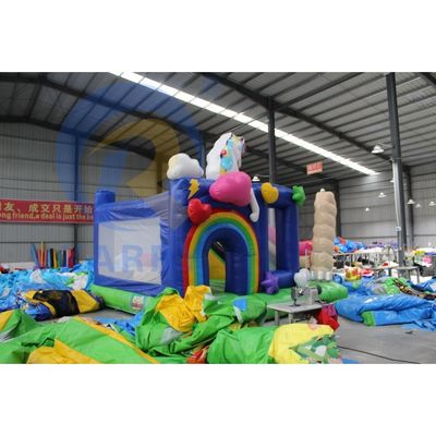 유니섹스 PVC 부풀이 부풀이 콤보 슬라이드와 유니콘 캐슬 부풀이 부풀이