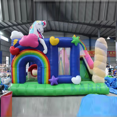 유니섹스 PVC 부풀이 부풀이 콤보 슬라이드와 유니콘 캐슬 부풀이 부풀이