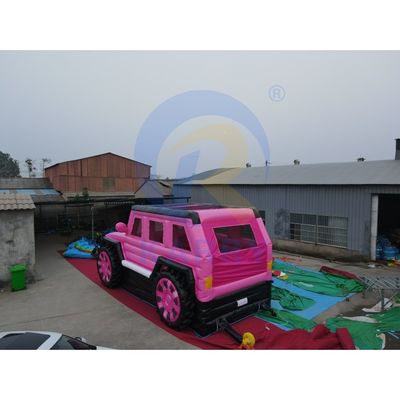 핑크 펌프형 지프 캐슬 슬라이드 조합 배너 SUV 점프 캐슬