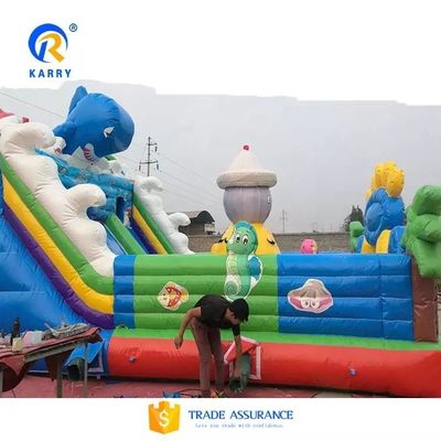 EN14960 인증서 해양 동물의 재미 도시를위한 PVC 부풀이 불타는 불타는 성과 슬라이드