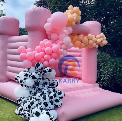 포터블 핑크 파스텔 점핑 캐슬 파티 상업용 월걸음 결혼식 반짝이는 집