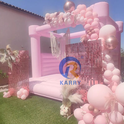 포터블 핑크 파스텔 점핑 캐슬 파티 상업용 월걸음 결혼식 반짝이는 집