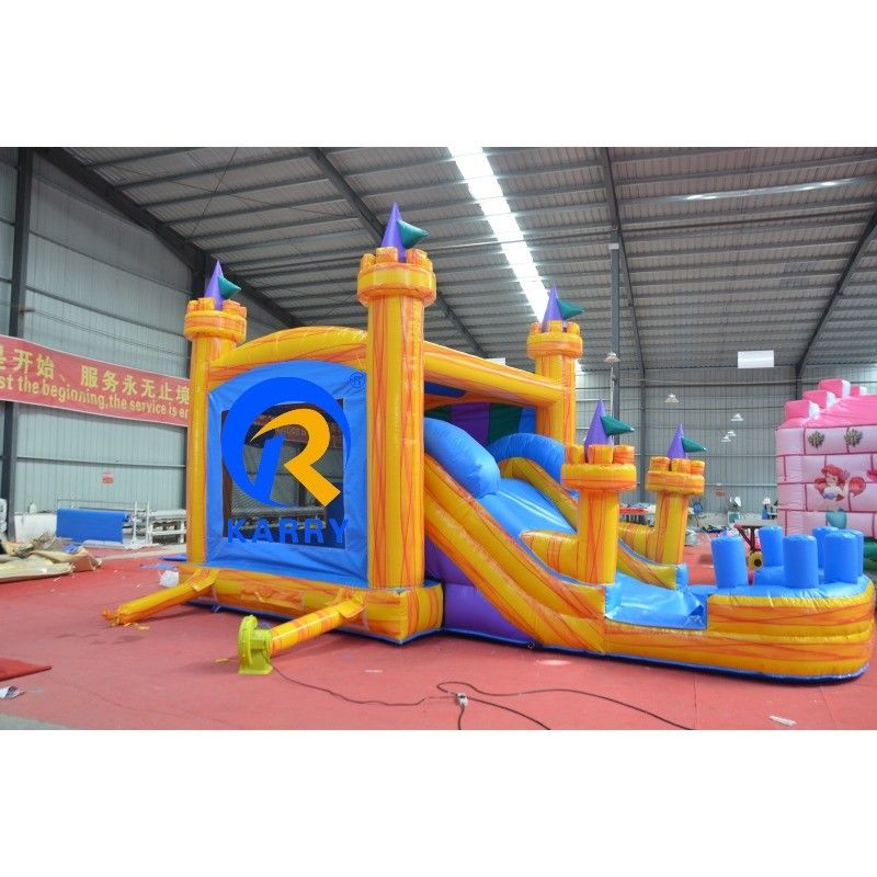 23 x 13ft 크로스오버 빌딩 블록 슬라이드 PVC 노란색 성과 함께 부풀이 스파운드 하우스